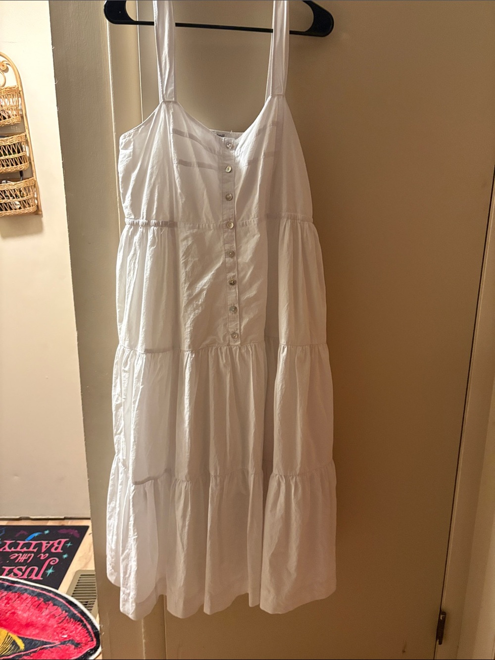 Madewell White Tiered Button-Front Maxi Dress